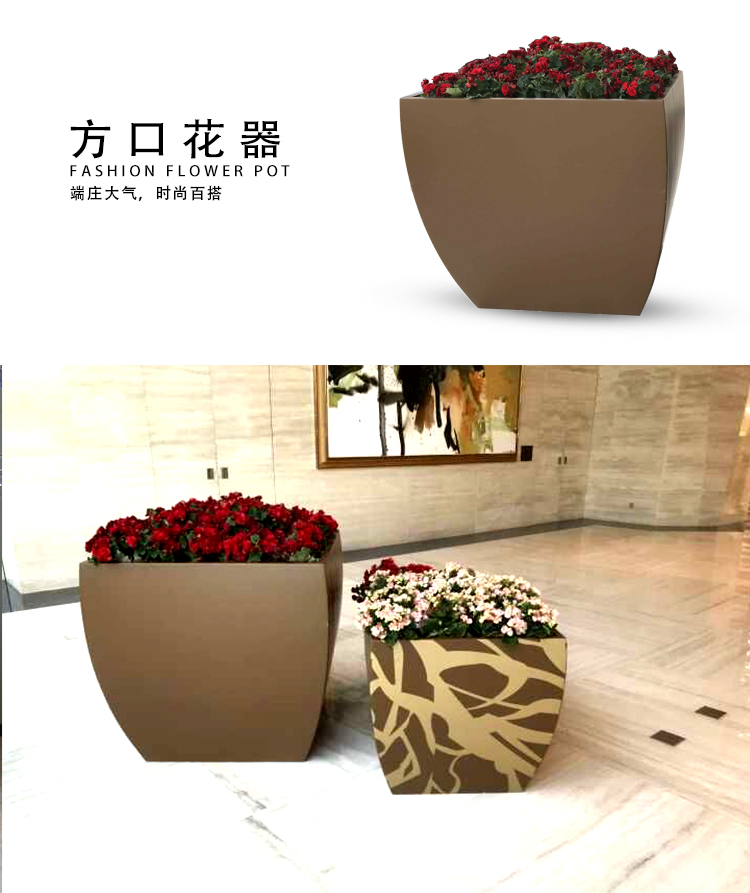 方口大型玻璃钢花箱商场户外广场花盆 方口大型玻璃钢花箱商场户外广场花盆