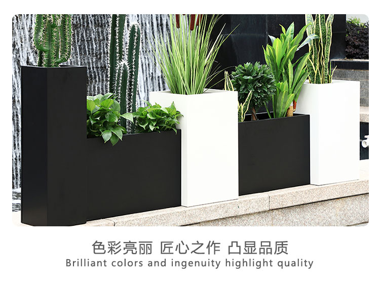 长方形户外玻璃钢花盆组合美陈装饰花箱 长方形户外玻璃钢花盆组合美陈装饰花箱