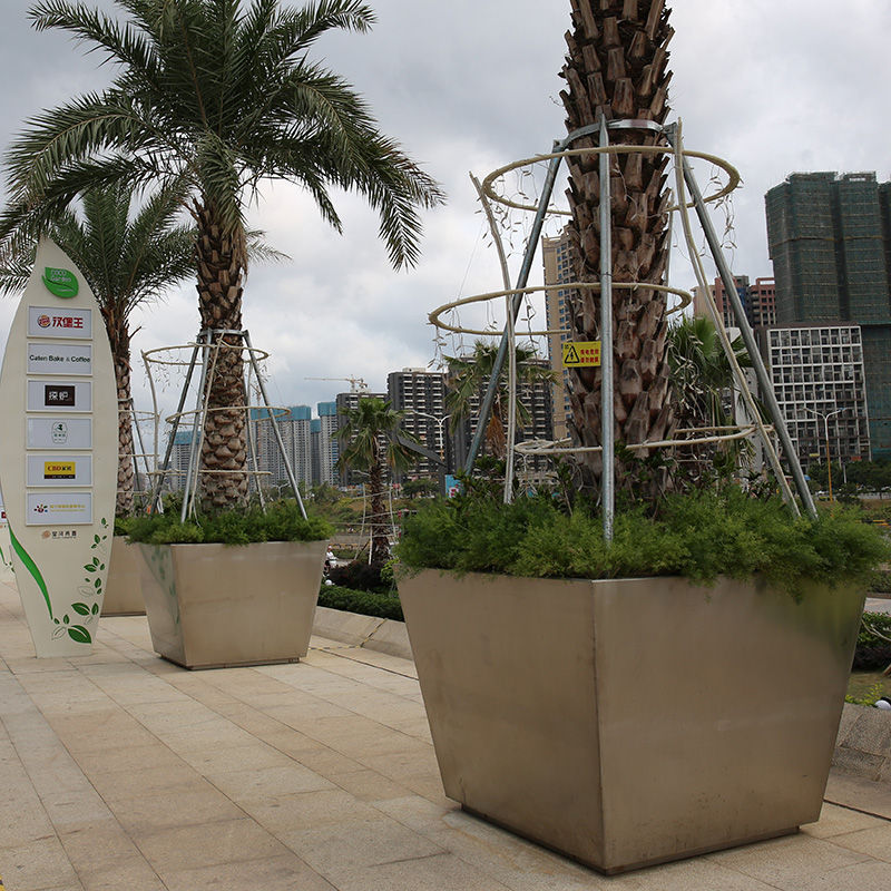 不锈钢户外景观花盆长条形市政花箱 不锈钢户外景观花盆长条形市政花箱