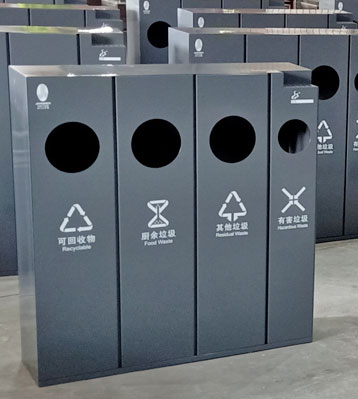 不锈钢四分类垃圾桶小区公园果皮箱 不锈钢四分类垃圾桶小区公园果皮箱