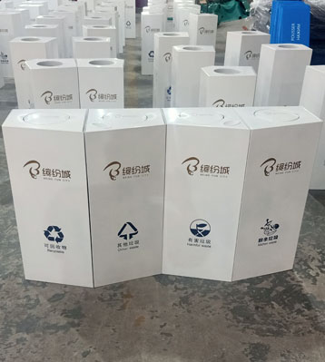 不锈钢双分类组合垃圾桶创意果皮箱 不锈钢双分类组合垃圾桶创意果皮箱