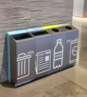不锈钢四分类垃圾桶酒店商场果皮箱 不锈钢四分类垃圾桶酒店商场果皮箱
