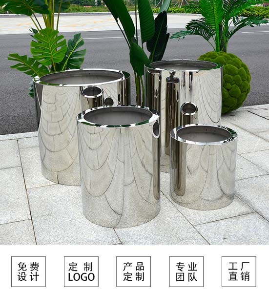 不锈钢圆形镜面花盆户外景观街区艺术花钵 不锈钢圆形镜面花盆户外景观街区艺术花钵