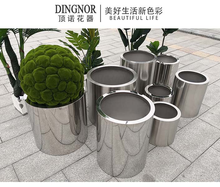 不锈钢圆形镜面花盆户外景观街区艺术花钵 不锈钢圆形镜面花盆户外景观街区艺术花钵