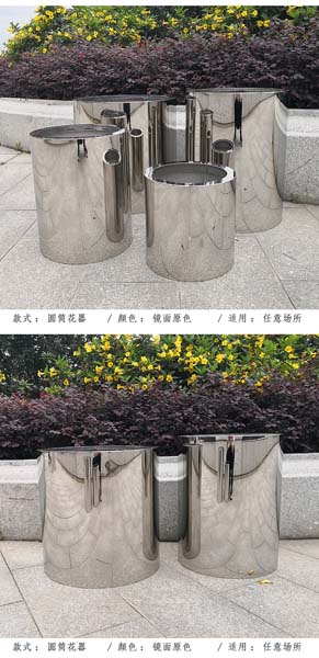 不锈钢圆形镜面花盆户外景观街区艺术花钵 不锈钢圆形镜面花盆户外景观街区艺术花钵