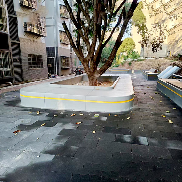 GRC混凝土树池坐凳UHPC泰科石水磨石座椅 GRC混凝土树池坐凳UHPC泰科石水磨石座椅