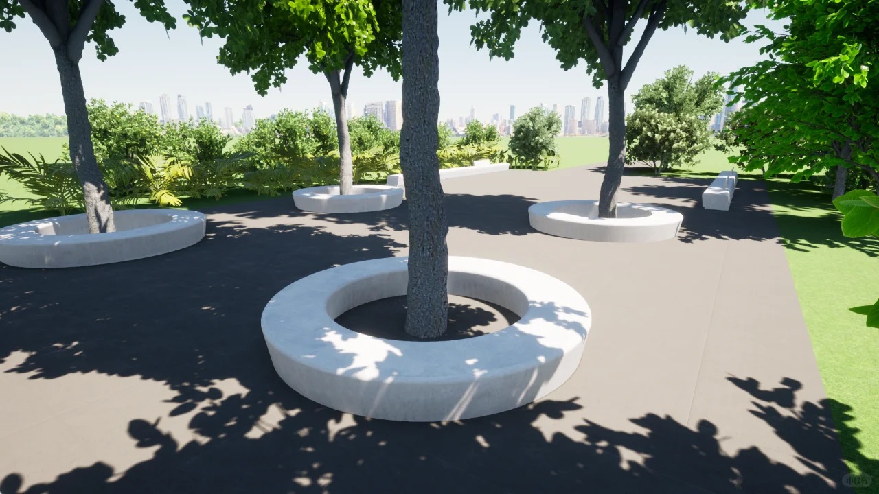 GRC圆形树池坐凳UHPC景观花坛 GRC圆形树池坐凳UHPC景观花坛