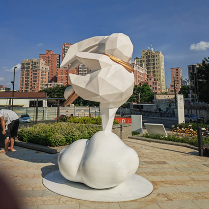 玻璃钢兔子雕塑切面景观小品抽象摆件 玻璃钢兔子雕塑切面景观小品抽象摆件