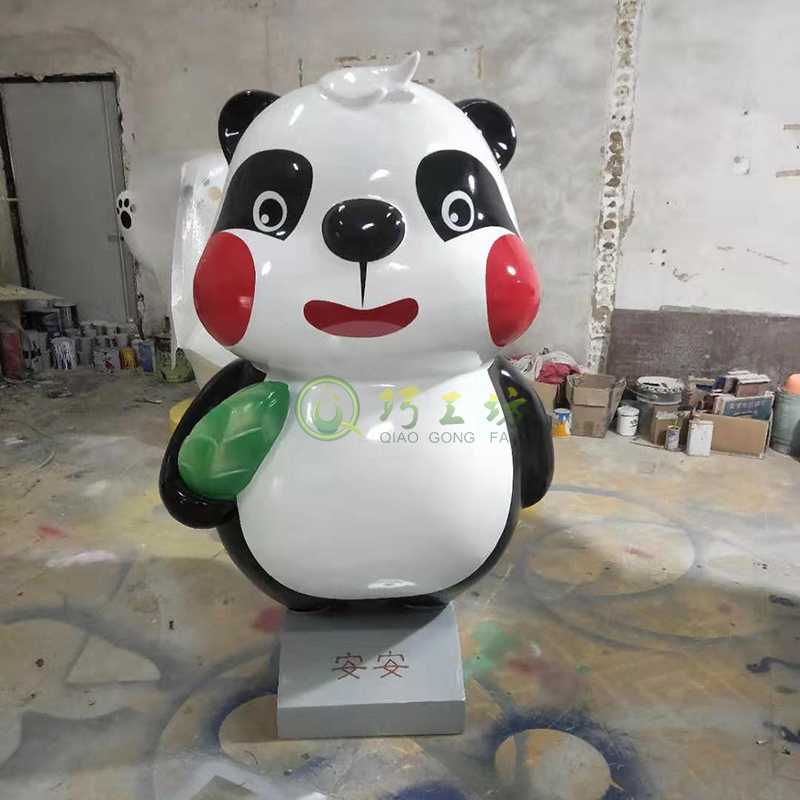 玻璃钢卡通熊猫雕塑动物装饰小品摆件 玻璃钢卡通熊猫雕塑动物装饰小品摆件