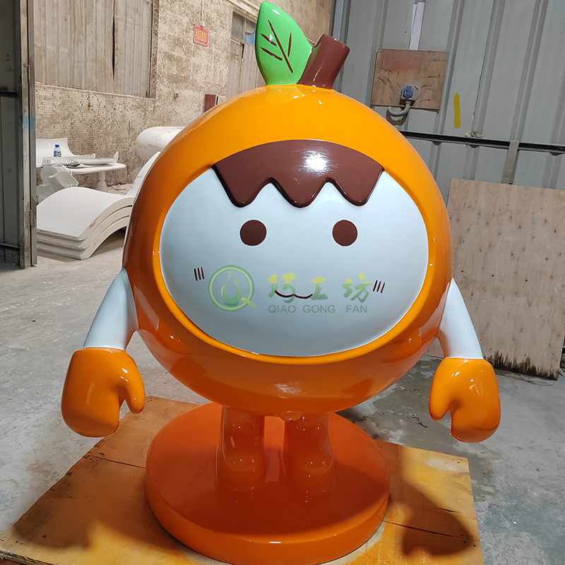 玻璃钢卡通橘子雕塑橙子造型小品摆件 玻璃钢卡通橘子雕塑橙子造型小品摆件