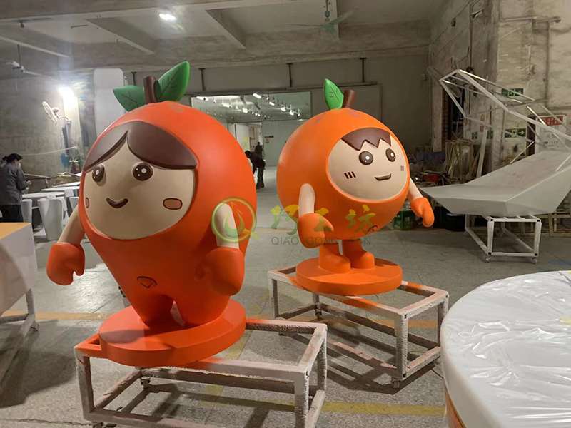玻璃钢卡通橘子雕塑橙子造型小品摆件 玻璃钢卡通橘子雕塑橙子造型小品摆件