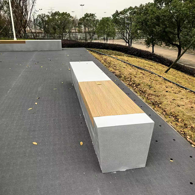 GRC混凝土木面长条坐凳UHPC户外座椅 GRC混凝土木面长条坐凳UHPC户外座椅